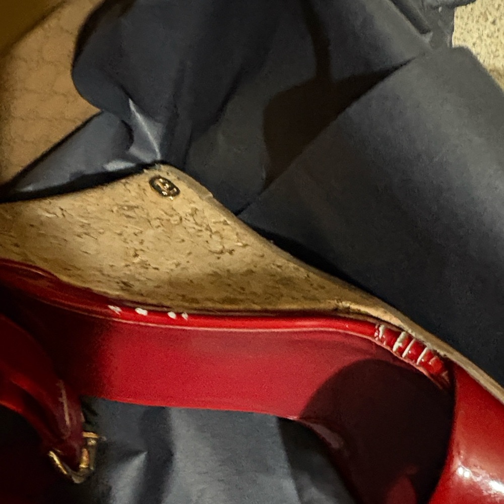 Gucci Red Patent Leather Cork Wedge Sandals - Picture 9 of 16